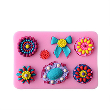 Molde de silicona con forma de flores y lazos para decoración de tartas, Fondant, pastel 3D, Grado Alimenticio, Chocolate natural D419 2024 - compra barato