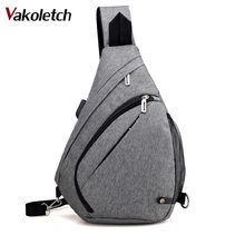 Nylon Sling Bag Multifunctional Small Men Crossbody Fashion Shoulder Bags Hot 2022 New Casual Men's USB Charge Chest Bags KL469 2024 - buy cheap