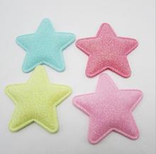 6.5cm 20pcs Lovely Glitter Star Padded Appliques for Children headwear Accessories, DIY patches Garment Accessories 2024 - buy cheap