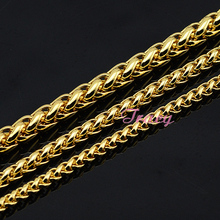 Fashion 4mm 5mm 6mm Mens Womens Boys Yellow Simple Solid Gold Color Necklace Braid Wheat Style Chain 2024 - buy cheap