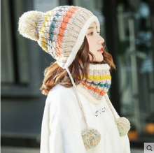 Women's hats in autumn and winter, sweet and lovely British knitted wool caps, Plush in winter to keep warm and protect ear tide 2024 - buy cheap