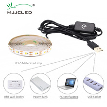 Fita de led, usb, sensível ao toque, dc 5v, impermeável, com controle de intensidade, 1m, 2m, 3m, 4m, 5m, para armários e cozinha 2024 - compre barato