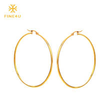 2018 New FINE4U E002 316L Stainless Steel Hoop Earrings Big Round Circle Earrings For Women Wedding Jewelry 2024 - buy cheap