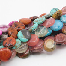 Acessório Jóias 14mm ShimmerStone Turquoice Picasso Melancia Calcedônia Rodada Beads Semi-preciosa Pedra de Cristal Solta DIY 2024 - compre barato