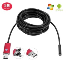 Mini endoscopio de mano con Cable de 5M, cámara USB Flexible de inspección, ajustable, con 6 luces LED integradas, boroscopio de cámara 2024 - compra barato