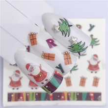YZWLE олень Санта Клаус Рождественский переводной стикер для нейл-арта наклейка слайдер инструмент для маникюра наконечник Рождественский Декор 2024 - купить недорого