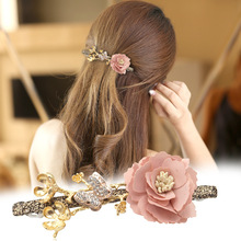 Korean Hairpin Top Spring Clip Simple Headpiece One Word Fabric Flower Tie Bride Hair Jewelry Accessories for Women Wedding 2024 - buy cheap