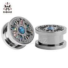 KUBOOZ Screw Ear Piercing Ring Tunnels Plugs 316L Stainless Steel Shell Gauges Expander Earring Body Jewelry For Gift 2PC 0g 00g 2024 - buy cheap
