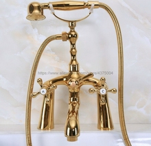 Deck Mount Luxury Gold Color Brass Shower Tub Faucet Mixer Tap Dual Cross Handles Shower Mixer Tap Nna145 2024 - buy cheap