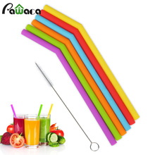 6Pcs Reusable Silicone Drinking Straws Set, Long Flexible Straws with Cleaning Brushes for 20 oz Tumbler Bar Party Straws 2024 - buy cheap