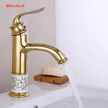 Golden Finish Bathroom Basin Faucet Single Handle Bathroom Sink Mixer Faucet Crane Tap Antique Brass Hot Cold Water Deck Mounted 2024 - buy cheap