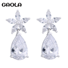 GAOLA Alta Qualidade Zircon Waterdrop Brincos Flor Oscila o Brinco Mulheres Moda Jóias GLE1259 2024 - compre barato