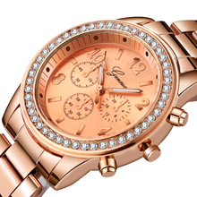 Geneva-Reloj de lujo con diamantes de imitación para Mujer, relojes clásicos, de pulsera, de Metal 2024 - compra barato