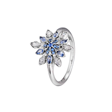 Anéis de floco de neve cristalizados 100% 925 jóias de prata esterlina com azul e cristal claro frete grátis 2024 - compre barato