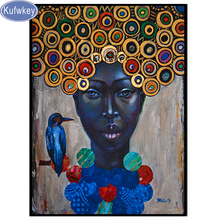 Pintura de diamante 5D DIY "Chica africana", bordado de diamantes de imitación, arte abstracto 2024 - compra barato
