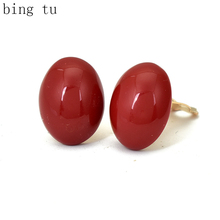 Bing Tu-pendientes coreanos para mujer, aretes grandes ovalados sin perforaciones, Color dorado y plateado, de resina geométrica, joyería para la oreja 2024 - compra barato