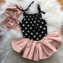 3Pcs Polka Dot Print Baby Girl Clothes Lace Up Rompers+Pink Skirt+Headband Newborn Clothes Summer Infant Clothing 2019 New 0-24M 2024 - buy cheap