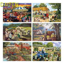 Full Round Diamond mosaic Full Square Diamond embroidery farm village circus cow sheep train DIY Diamond painting Cross stitch 2024 - buy cheap