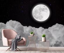 Custom 3D mural wallpaper modern simple moon clouds night landscape bedroom background wall decoration painting 2024 - buy cheap