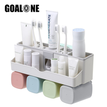 GOALONE Bathroom Accessories Set Wall Mounted Toothbrush Holder Automatic Toothpaste Dispenser with Toothbrush Cup Bathroom Set 2024 - compre barato