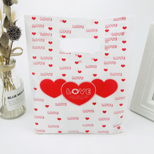 20x25cm 100 peças/lote sacola para presente em branco e vermelho amor plástico com alça 2024 - compre barato
