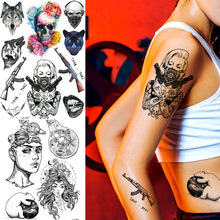 COKTAK-máscara Sexy para mujer, Tatuajes Temporales, Gángster, pistola, tatuaje para arte corporal, impermeable, calaveras falsas, tatuaje para brazo 2024 - compra barato