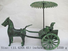Elaborado bronce clásico chino colección antigua estatua de carro dibujado a caballo 2024 - compra barato