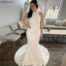 Simple White Ivory Mermaid Wedding Dresses Halter Neck Sleeveless Vestido De Novia Sexy Backless Chapel Train Bridal Gowns 2024 - buy cheap