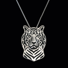 Colar romântico com pingente de tigre, colar feminino dourado e prateado com esmalte preto 2024 - compre barato