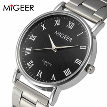 Часы MIGEER мужские и женские кварцевые, роскошные дизайнерские Элегантные Аналоговые наручные часы с браслетом из нержавеющей стали 2024 - купить недорого