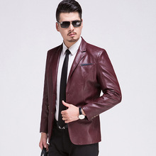 Hot Men's New Suit Sheep Leather Jacket Men Fashion Slim Suit Collar Leather Clothing Male Spring Business Leisure Coats M-3xl 2024 - buy cheap