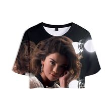 Selena Gomez-Tops cortos con estampado 3D para mujer, camisetas de manga corta a la moda, camisetas informales de gran oferta, ropa de calle 2019 2024 - compra barato