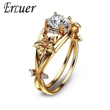 ERLUER-Anillos clásicos de Color dorado para mujer y niña, joyería de circonita de cristal para fiesta de boda, regalos de amor de cumpleaños 2024 - compra barato