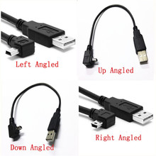 USB 2,0 штекер Mini USB B Тип 5pin 90 градусов вверх и вниз и влево и вправо Угловой Мужской кабель для передачи данных 0,25 м/0,5 м/1,8 м/5 м 2024 - купить недорого