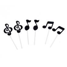 6 Pcs Cake Toppers Glitter Music Note Paper Banner For Cupcake Wrapper Baking Cup Birthday Tea Party Wedding Decor Baby Shower 2024 - buy cheap