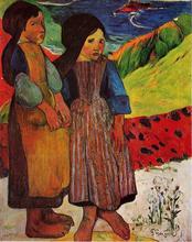 Breton Girls by the Sea by Paul Gauguin oil Painting Canvas High quality hand painted Landscape Art Reproduction 2024 - buy cheap