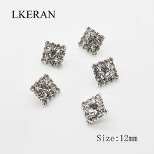 Charm 12mm 10 Pcs/lot Clear Crystal Square Rhinestone Button Flat back Decoration DIY Wedding Decoratio sewing Clothing buttons 2024 - buy cheap