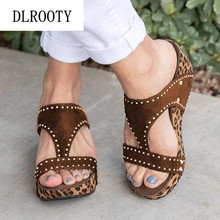 Women Slippers Sandals Flip Flops Summer Fashion Wedges Platform Leopard Non-slip Shoes Slides Crystal Casual Female Plus Size 2024 - buy cheap