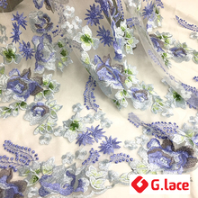 GLace 1Y/lot Violet lace flower embroidery fabric 1.25m wide household goods clothing curtain dress decoration diy cloth TX132 2024 - buy cheap