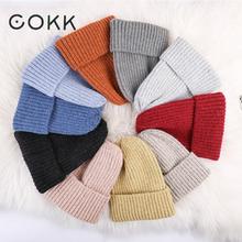 Cokk novo inverno chapéus para senhoras bonito chapéu de malha feminino barato gorro com forro de lã quente ao ar livre esqui boné coreano 2024 - compre barato