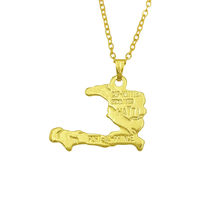 Оптовая продажа, модное ожерелье в Гаити, Женское Ожерелье-чокер, ожерелье с подвеской в виде карты айитита, подарок Haytian, серебристый цвет, золотой цвет 2024 - купить недорого