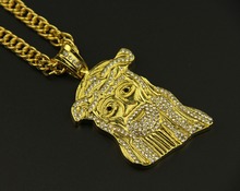 [Retail 1 Pcs ]Fashion Jewelry 24k Gold Color Charm hip hop JESUS Christ Piece Head Face Pendant Necklace hot 2019 2024 - buy cheap