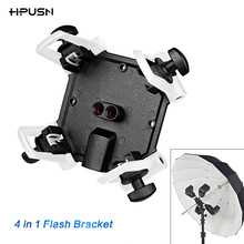 HPUSN 4 in 1 Triple Mount Adapter Support 4pcs Flash Speedlite w/ 2pcs Umbrella Hole Holder Light Stand hot Shoe Bracket 2024 - buy cheap