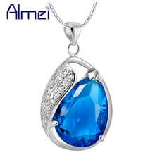 Almei Punk Crystal Necklaces for Women Silver Color Jewelry With Red Blue Stone Pendants Chain Collares Jewellery Sieraden N840 2024 - buy cheap