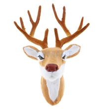 Realistic Stuffed Deer Head Animal Model Toy Faux Fur Animal Home Office Living Room Decor Ornament Kids Children Gift 2024 - buy cheap