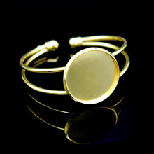 25mm Banhado A Ouro Bangle Pulseira Ajustável Base Em Branco Achados Bandeja Bezel Setting Cabochão Cameo jóias fazendo entregas 2024 - compre barato