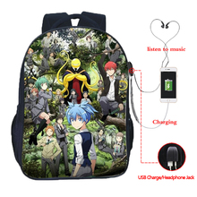 High Quality Ansatsu Kyoushitsu Assassination Classroom USB Charge School Bags Students Rucksack Fashion Double Pocket Backpack 2024 - buy cheap