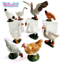 Simulação de cisne, galinha, pato, ganso, geês, animais de fazenda, modelos, figuras, presente de plástico para crianças, decoração de casa 2024 - compre barato