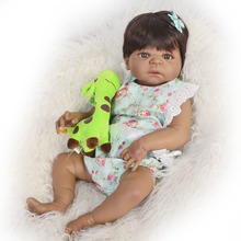 Bebes reborn boneca preta 23 "57 centímetros cheia de silicone boneca reborn bebê real Africano Americano princesa bonecas brinquedos para o presente da criança 2024 - compre barato