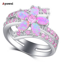 Ayowei Gorgeous Flower Rings Pink Fire Opal 925 Silver High Quality Rings Fashion Jewelry USA Sz #5#6#7#8#9#10 OR880A 2024 - buy cheap